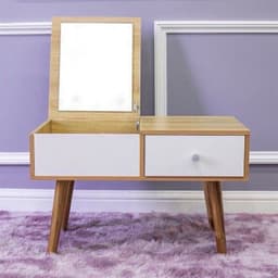 Bàn Gỗ Trang Điểm Mini Ngồi Bệt Có Gương và Bàn Học Ngồi Bệt Mặt Gỗ, Chân Nhựa Abs 2022 2