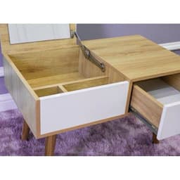 Bàn Gỗ Trang Điểm Mini Ngồi Bệt Có Gương và Bàn Học Ngồi Bệt Mặt Gỗ, Chân Nhựa Abs 2022 5