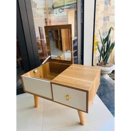 Bàn Gỗ Trang Điểm Mini Ngồi Bệt Có Gương và Bàn Học Ngồi Bệt Mặt Gỗ, Chân Nhựa Abs 2022 6