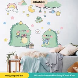 Decal bóc dán tường cho bé khủng long dễ cute mới trang trí phòng ngủ tủ quần áo dán chi tiết rời 1