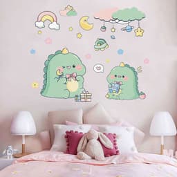 Decal bóc dán tường cho bé khủng long dễ cute mới trang trí phòng ngủ tủ quần áo dán chi tiết rời 5