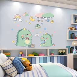 Decal bóc dán tường cho bé khủng long dễ cute mới trang trí phòng ngủ tủ quần áo dán chi tiết rời 7