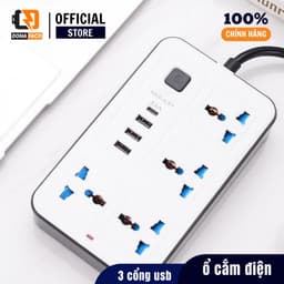 Ổ Cắm Điện Cao Cấp Chống Giật 4 Ô Cắm, 3 Cổng Usb, 1 Cổng Type-C Max 10A 220V Có Công Tắc Dây Dài 5M 5
