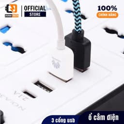 Ổ Cắm Điện Cao Cấp Chống Giật 4 Ô Cắm, 3 Cổng Usb, 1 Cổng Type-C Max 10A 220V Có Công Tắc Dây Dài 5M 8