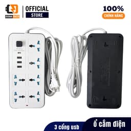 Ổ Cắm Điện Cao Cấp Chống Giật 4 Ô Cắm, 3 Cổng Usb, 1 Cổng Type-C Max 10A 220V Có Công Tắc Dây Dài 5M 3