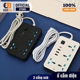 Ổ Cắm Điện Cao Cấp Chống Giật 4 Ô Cắm, 3 Cổng Usb, 1 Cổng Type-C Max 10A 220V Có Công Tắc Dây Dài 5M 2