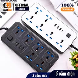 Ổ Cắm Điện Cao Cấp Chống Giật 4 Ô Cắm, 3 Cổng Usb, 1 Cổng Type-C Max 10A 220V Có Công Tắc Dây Dài 5M 4