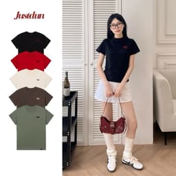 Áo Thun Nữ Baby Tee JUSTDUN B2 – Thêu “BLACK PEARL” Ver2, Chất Cotton Mềm Mịn, Co Giãn Nhẹ 2
