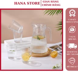 Bình đựng nước thủy tinh, ca nước DeLi cao cấp dung tích 1,7L cốc, ly uống nước_MB9 1