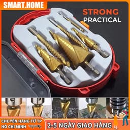 【HCM 24H/Giảm giá】Bộ 6 mũi khoan tháp đa năng - Mũi khoan cưa đa năng thép gió HSS mạ Titan siêu bền 1
