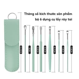 SET 6 Dụng Cụ Lấy Ráy Tai Bằng Thép Không Gỉ JYoohome Kèm Hộp Đựng, Que Lấy Ráy Tai Tiện Lợi 6