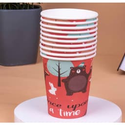 Set 10 cốc, đĩa và ống hút họa tiết chủ đề gấu nâu trang trí sinh nhật 3