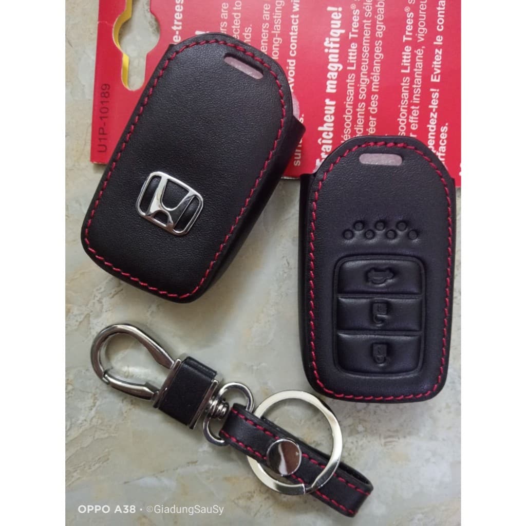 Bao da chìa khoá ô tô kèm móc cho Honda City, CR-V, Civic – Chìa thông minh 3 nút