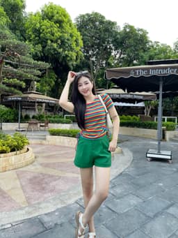 Áo phông nữ họa tiết kẻ sọc ngang phối nhún sườn chất cotton co giãn mềm mịn Evalover AP2024224 13