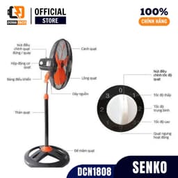 Quạt đứng Senko DCN1801 75W, Quạt cây công nghiệp lồng sắt chính hãng gió mạnh bảo hành 24 tháng 7