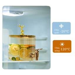 Bình Thuỷ Tinh Đựng Nước Có Vòi Cao Cấp Hoạ Tiết Hoạt Hình Dễ Thương Có Nắp Đậy Tặng Kèm Kệ Gỗ 2,6L Và 3,5L_M55 5