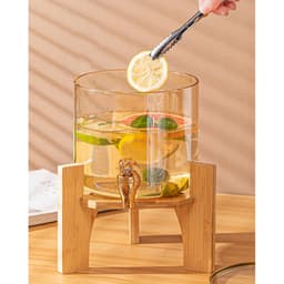 Bình Thuỷ Tinh Đựng Nước Có Vòi Cao Cấp Hoạ Tiết Hoạt Hình Dễ Thương Có Nắp Đậy Tặng Kèm Kệ Gỗ 2,6L Và 3,5L_M55 9