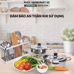 Ống đựng đũa thìa 2 ngăn chất liệu inox 304 3