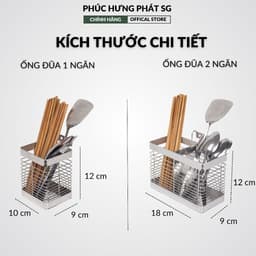 Ống đựng đũa thìa 2 ngăn chất liệu inox 304 4