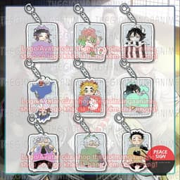 Mua 1 tặng 1 (ĐẮP CHĂN) Móc khóa KIMETSU NO YAIBA keyring mica acrylic in hình anime chibi dễ thương 1