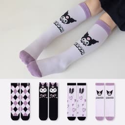 Set 5 Đôi Tất Cổ Cao Cho Bé Gái Họa Tiết Kuromi Siêu Hot 4