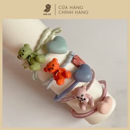 Cột Tóc Thun Nữ NHÀ CÚ Hình Gấu Tim Co Dãn Hoạt Hình Dễ Thương Phong Cách Hàn Quốc 5821 2