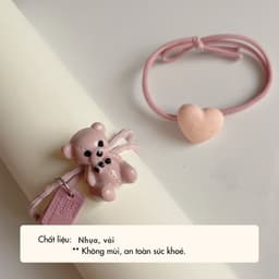Cột Tóc Thun Nữ NHÀ CÚ Hình Gấu Tim Co Dãn Hoạt Hình Dễ Thương Phong Cách Hàn Quốc 5821 3
