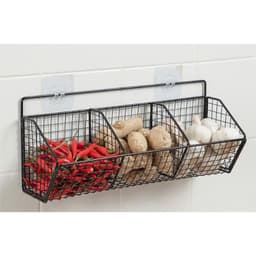 Kệ lưới sắt 3 ngăn đựng hành tỏi đồ nhà bếp đa năng, kèm miếng dán 3