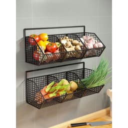 Kệ lưới sắt 3 ngăn đựng hành tỏi đồ nhà bếp đa năng, kèm miếng dán 1