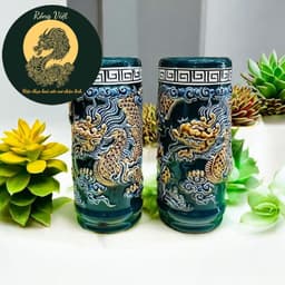 (FULL SET) Bộ đồ thờ men vàng Rồng Việt, gốm sứ Rồng phượng cho bàn thờ đa kích thước. 4