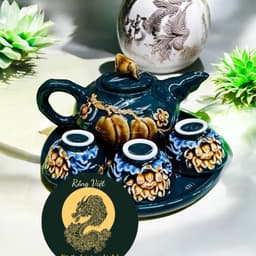 (FULL SET) Bộ đồ thờ men vàng Rồng Việt, gốm sứ Rồng phượng cho bàn thờ đa kích thước. 9
