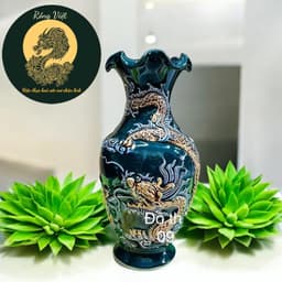 (FULL SET) Bộ đồ thờ men vàng Rồng Việt, gốm sứ Rồng phượng cho bàn thờ đa kích thước. 7