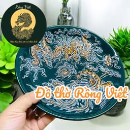 (FULL SET) Bộ đồ thờ men vàng Rồng Việt, gốm sứ Rồng phượng cho bàn thờ đa kích thước. 8