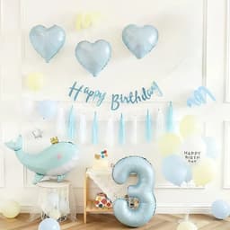 Phụ kiện trang trí sinh nhật cá heo xanh pastel dễ thương 2