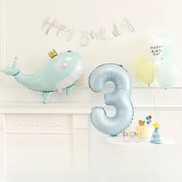 Phụ kiện trang trí sinh nhật cá heo xanh pastel dễ thương 3