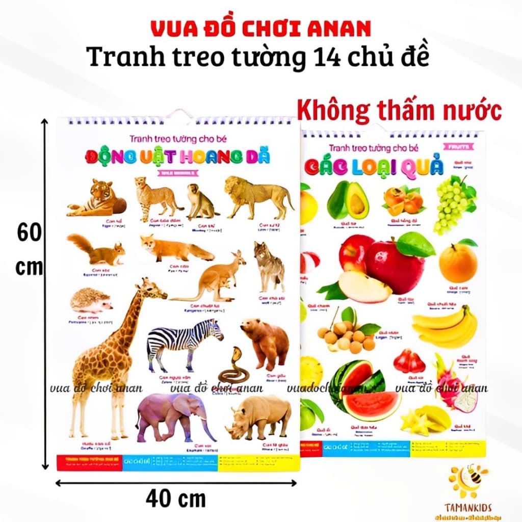 Tranh treo tường 14 chủ đề đồ chơi thông minh giúp bé nhận biết thế giới xung quanh