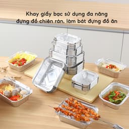 COMBO 50 Hộp Giấy Bạc Lót Nồi Chiên Hình Chữ Nhật JYoohome Khay Bạc Dùng Để Nướng Chiên Đồ Nhà Bếp 7