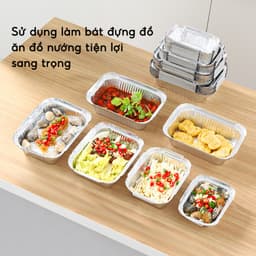 COMBO 50 Hộp Giấy Bạc Lót Nồi Chiên Hình Chữ Nhật JYoohome Khay Bạc Dùng Để Nướng Chiên Đồ Nhà Bếp 3