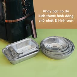 COMBO 50 Hộp Giấy Bạc Lót Nồi Chiên Hình Chữ Nhật JYoohome Khay Bạc Dùng Để Nướng Chiên Đồ Nhà Bếp 6