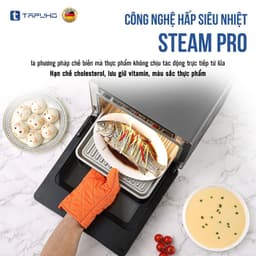 Nồi Chiên Hơi Nước Tapuho TSF16 SMARTX 16L – 4in1 Hấp, Chiên Không Dầu, Chiên Hấp, Hầm, 60 Chế Độ, Inox 304 9