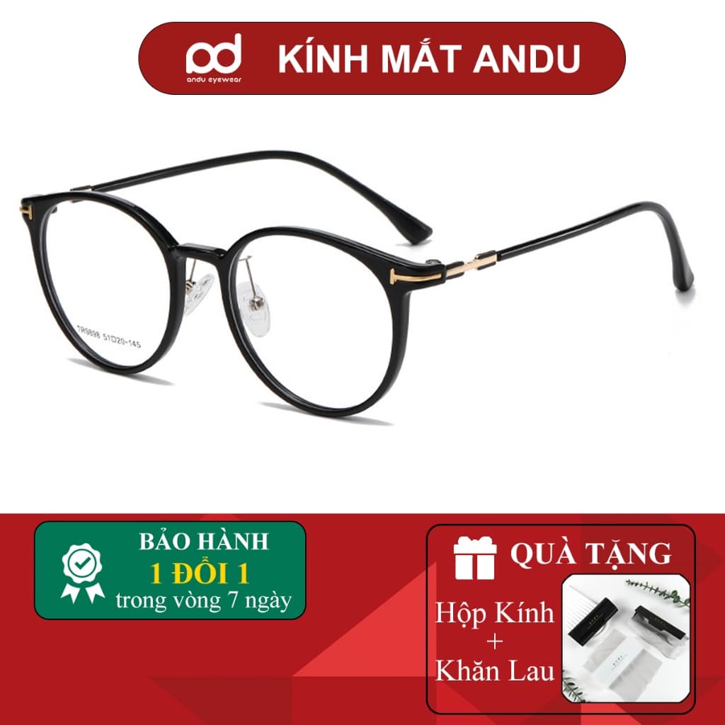 Gọng kính cận thời trang nam nữ NARO EYEWEAR  dáng tròn chống tia UV chất liệu nhựa cao cấp - 9898