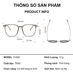 Gọng kính cận thời trang nam nữ ANDU dáng tròn chống tia UV chất liệu titanium cao cấp - 01250 9