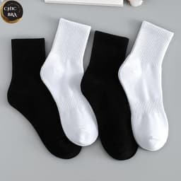 Set 5 Đôi Tất nam nữ cổ cao trơn gân thể thao thời trang cao cấp Tcc7 1