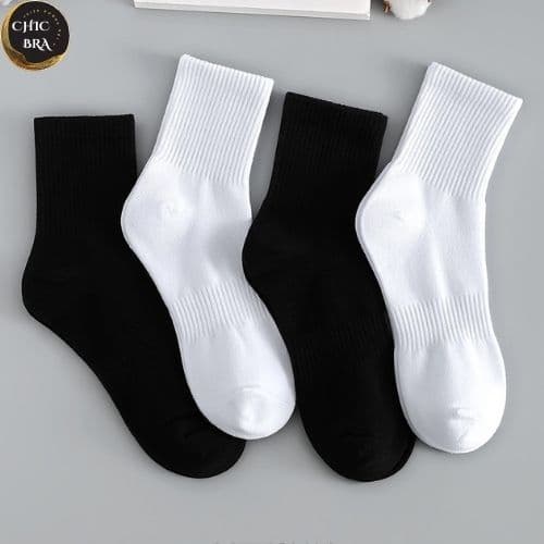 Set 5 Đôi Tất nam nữ cổ cao trơn gân thể thao thời trang cao cấp Tcc7