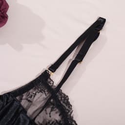 [tặng vớ đùi màu đen] Set bộ đồ lót nữ lingerie voan cao cấp đai kẹp vớ L06 6