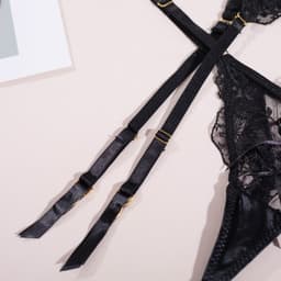 [tặng vớ đùi màu đen] Set bộ đồ lót nữ lingerie voan cao cấp đai kẹp vớ L06 3