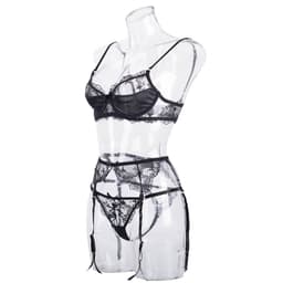 [tặng vớ đùi màu đen] Set bộ đồ lót nữ lingerie voan cao cấp đai kẹp vớ L06 2