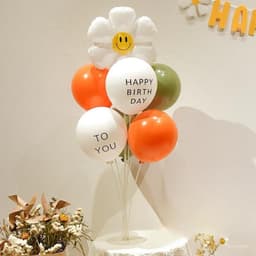 Trụ kèm bóng trang trí sinh nhật chủ đề hoa cúc 9
