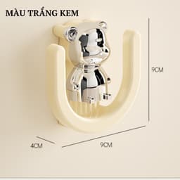 Móc treo dép chữ U dán tường treo đồ phụ kiện nhà tắm decor hình gấu bạc chất liệu nhựa ABS cao cấp 3