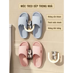 Móc treo dép chữ U dán tường treo đồ phụ kiện nhà tắm decor hình gấu bạc chất liệu nhựa ABS cao cấp 9